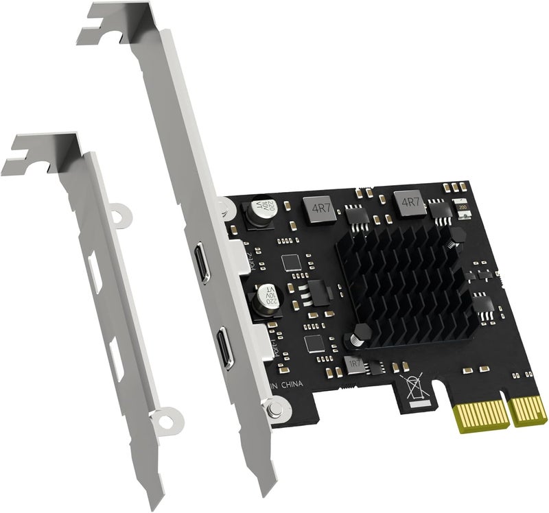 GLOTRENDS بطاقة توسيع U3142CX1 2-Port 10Gb USB 3.1 Gen2 Type-C إلى PCIE X1 مع شريحة ASM 3142، حامل عادي ومنخفض الملف - Image 1